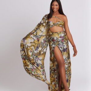 Azaela Beach Dress - Brown Print