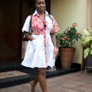 Souzie Dress - White & Red