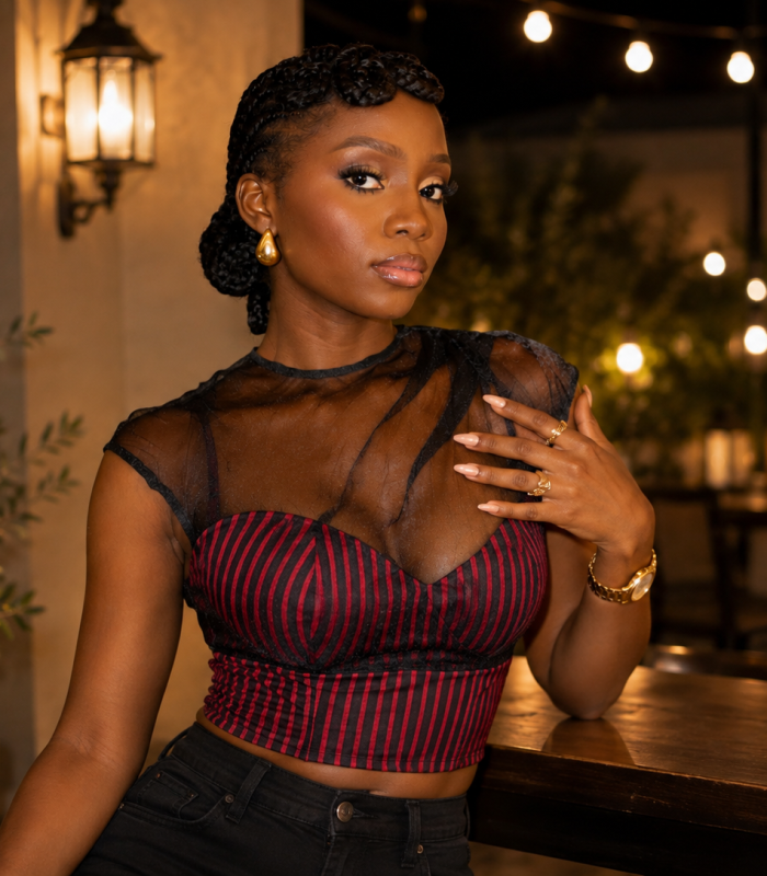 Justine Blouse – Red & Black