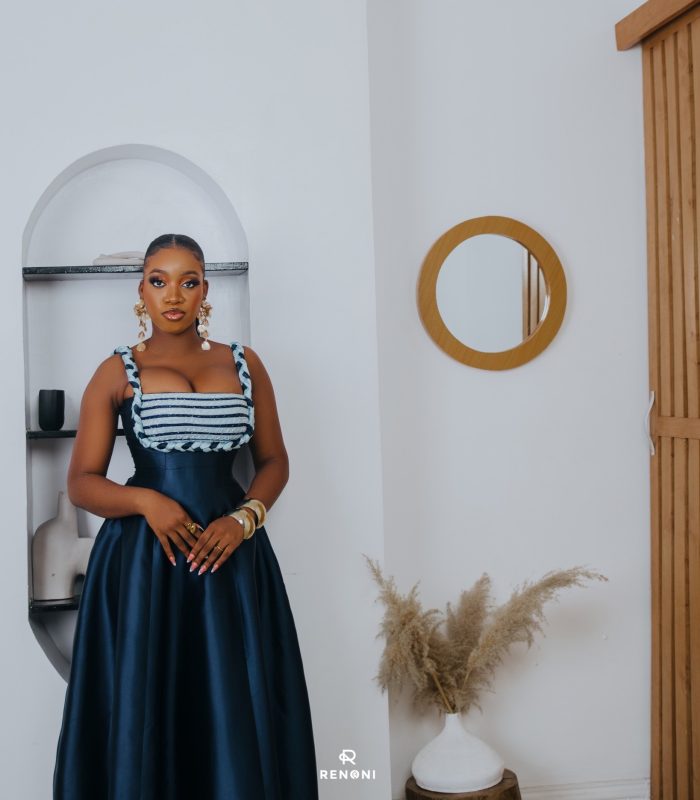 Joanne Dress – Navy Blue / Bubbles Blue