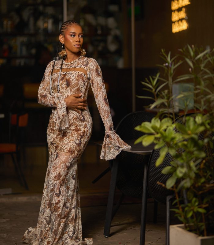 Lumiere Dress – Brown & White Chantilly